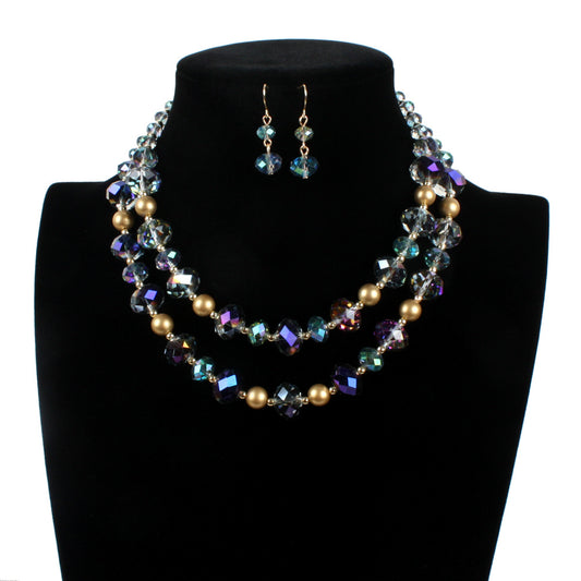 Collar de cristal vintage con capas elegantes y simples
