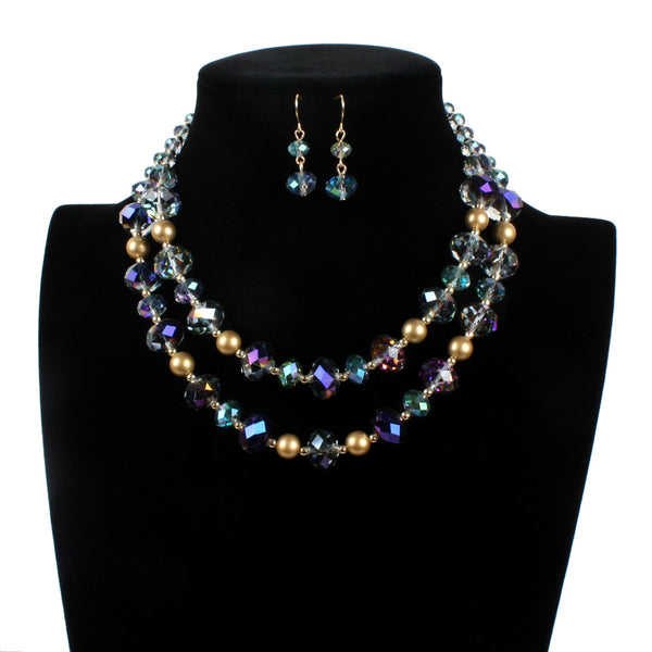 Collar de cristal vintage con capas elegantes y simples