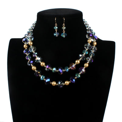 Collar de cristal vintage con capas elegantes y simples