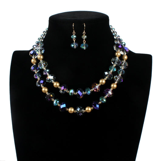 Collar de cristal vintage con capas elegantes y simples