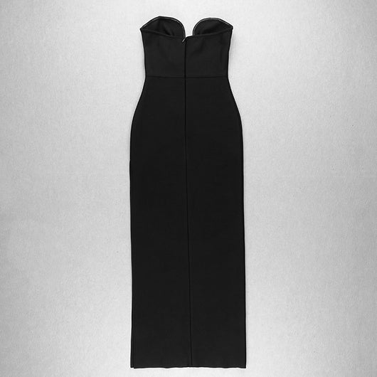 Vestido Bandage Ajustado Escote V sin Tirantes - Largo Midi con Abertura para Fiesta - Image 18