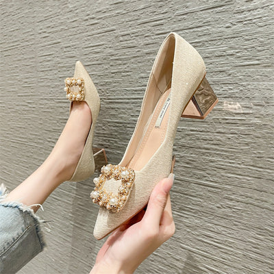 Tacones Altos Punta Afilada Perla Estilo Hada - Image 10