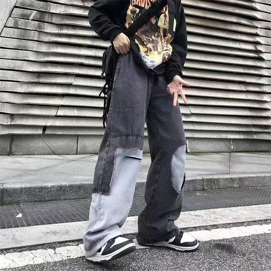 Jeans Sueltos Degradados con Roturas Estilo Retro Portuario para Hombre - Image 2