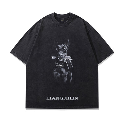 Camiseta Oversized Hip Hop Streetwear Unisex con Estampa Divertida Doberman - Image 6
