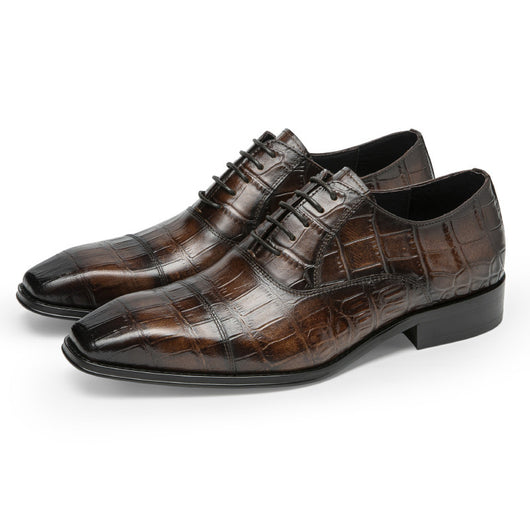 Zapatos Formales de Cuero Genuino Teñidos a Mano con Grabado en Relieve para Hombre - Image 12