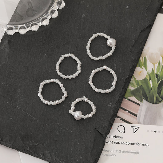 Anillo de Perla Blanca con Cuentas de Arroz para Mujer - Image 10