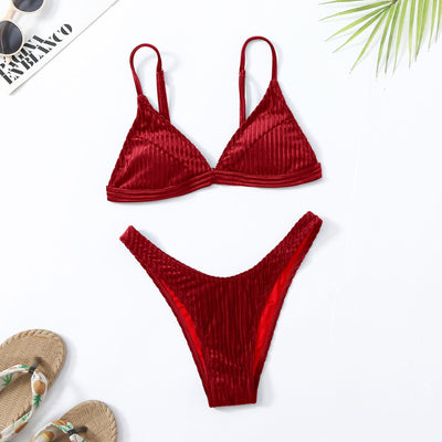 Bikini Enterizo de Color Liso con Abertura Lateral - Image 9
