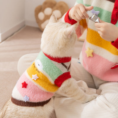 Suéter a Juego para Mascotas: Diseño de Estrellas y Rayas Otoño-Invierno - Image 19