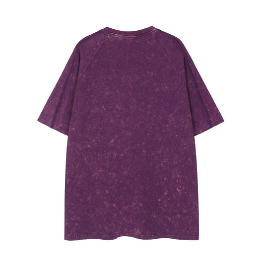 Camiseta Desgastada con Parche de Letras Bordadas - Image 2