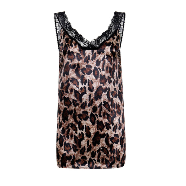 Blusa Estampado Leopardo con Encaje y Pespuntes para Mujer - Image 5