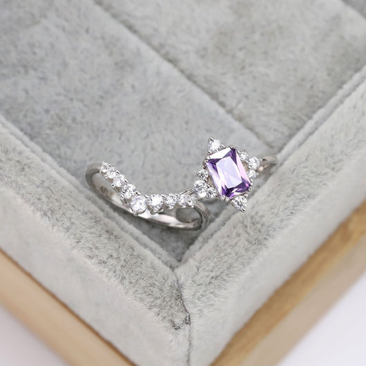 Anillo de Plata Esterlina con Amatista y Diamantes - Image 9