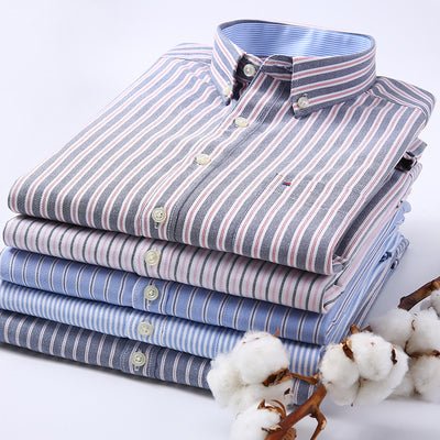 Camisa Oxford de Algodón Casual para Hombre - Manga Larga Color Sólido - Image 25