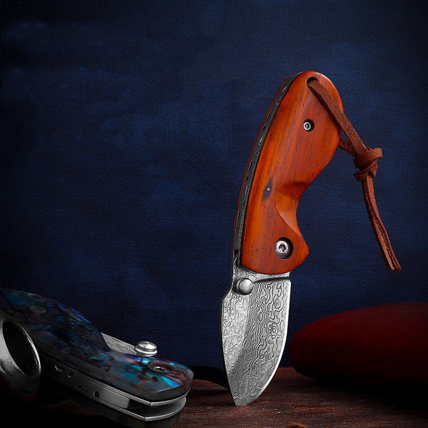 Cuchillo Damasco Plegable Portátil para Aventuras