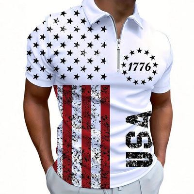 Polo Ejecutivo Urbano con Estampado Digital 3D y Cierre de Cremallera