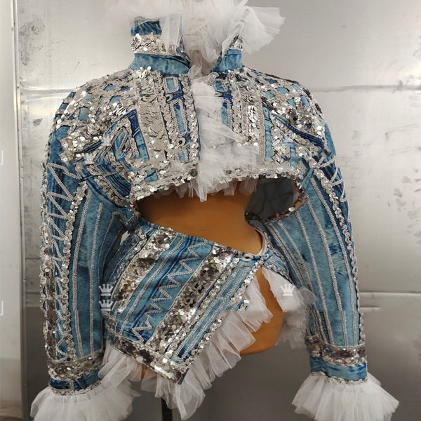 Falda de Danza Latina con Flecos y Cristales Rhinestone para Presentaciones