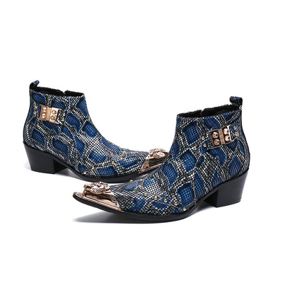 Botas Cortas de Cuero con Estampado Serpiente - Estilo British Masculino - Image 4