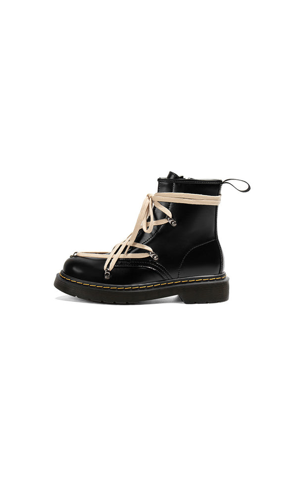 Botines Escolares de Cuero Estilo Británico con Cordones