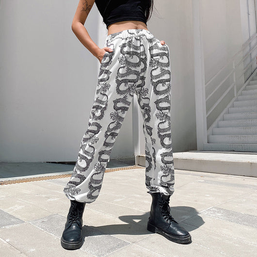 Pantalón Sudadera Estampado Dragón Cintura Alta - Image 3