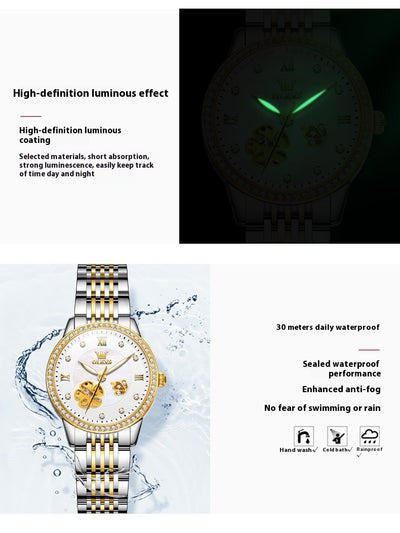 Reloj Mecánico Hueco para Mujer Acero Inoxidable Resistente al Agua - Image 8