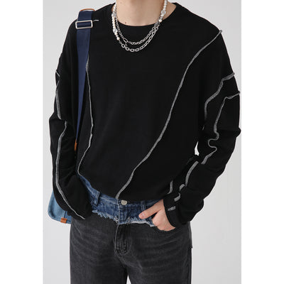 Camiseta Pareja Manga Larga Diseño Asimétrico Estilo Coreano - Image 4
