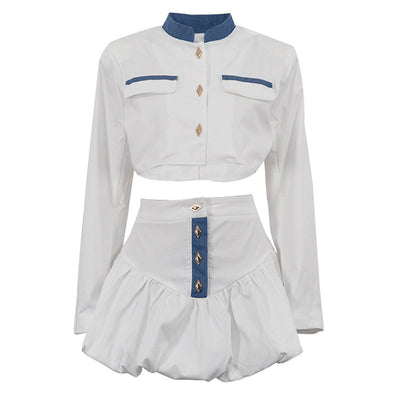 Conjunto Elegante: Blusa Cuello Alto Manga Larga + Falda Ajustada - Image 21