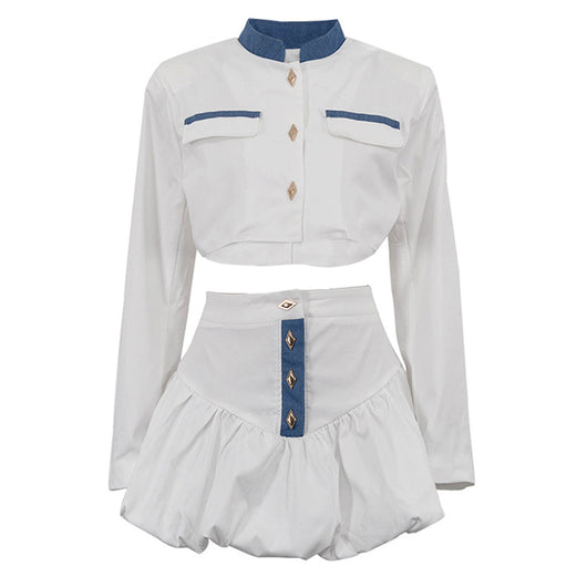 Conjunto Elegante: Blusa Cuello Alto Manga Larga + Falda Ajustada - Image 21