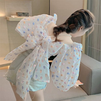 Blusa Blanca con Lunares y Mangas Abullonadas - Image 2