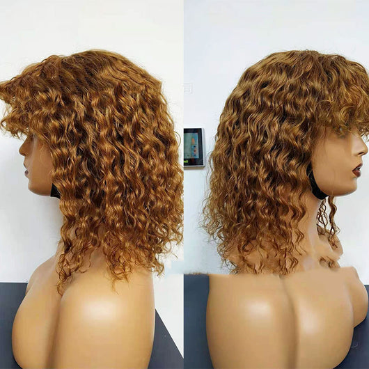 Pelucas de Cabello Humano Ondas de Agua con Flequillo - Image 2