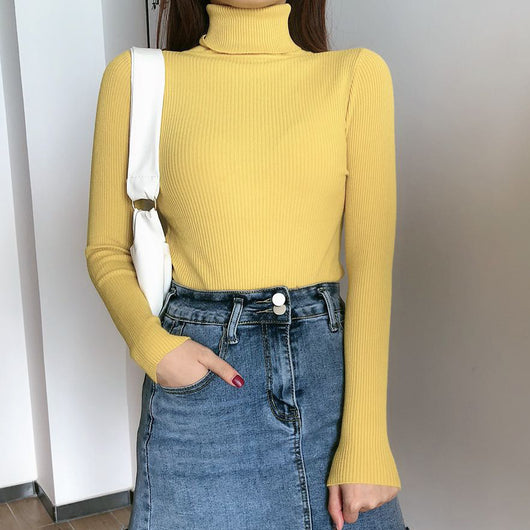 Blusa Tejida Cuello Alto Manga Larga