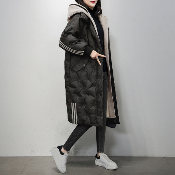 Abrigo de Plumas de Pato Blanco Estilo Occidental para Mujer Invierno