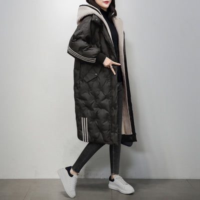 Abrigo de Plumas de Pato Blanco Estilo Occidental para Mujer Invierno