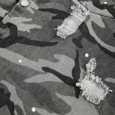 Camisa de Manga Larga Estilo Retro Americano con Diseño Camuflado Desgastado - Image 2