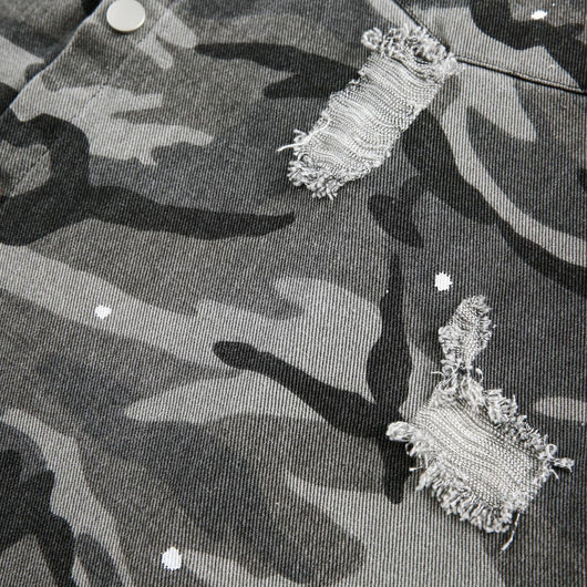 Camisa de Manga Larga Estilo Retro Americano con Diseño Camuflado Desgastado - Image 2