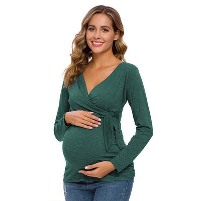 Blusas Premamá de Manga Larga y Cuello en V - Image 35