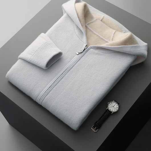 Cardigan de Cashmira para Hombre con Cuello Alto y Cierre - Otoño e Invierno - Image 8
