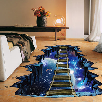 Adhesivos 3D de Pared - Universo Creativo con Planetas y Puente Suspendido - Image 3