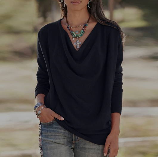 Blusa Casual de Manga Larga Color Sólido para Mujer - Image 7