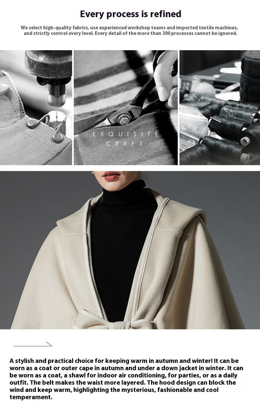 Poncho Capa Hoodie Reversible de Lana Premium Doble Faz - Image 9