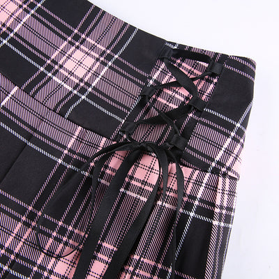 Falda Plaid con Cordones Sexy Estilo Europeo y Americano - Image 16