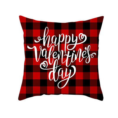 Funda de Almohada Día de San Valentín Letras Cartoon Roja - Tela Melocotón - Image 29