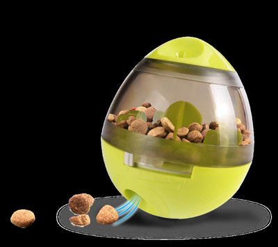 Pink and clear egg-shaped pet food dispenser with internal baffles, designed for slow feeding. - Image 15