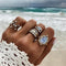 Set de 4 Anillos de Moda Personalidad Ojo del Diablo Estrella Gota de Agua Dorado