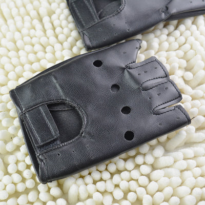 Guantes de Cuero Medio Dedo Ahuecados para Hombre - Image 8
