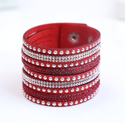 Pulsera de Cuero Flanela con Diamantes Brillantes - Image 14