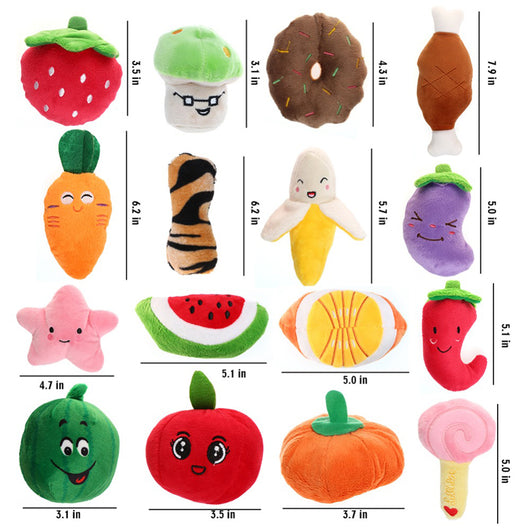 Purple plush eggplant pet toy with a green stem and an embroidered happy face, designed for dogs and cats. - Image 4