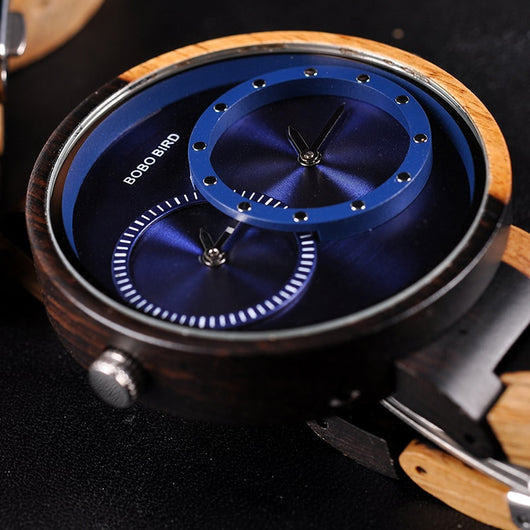 Reloj de Madera BOBO BIRD para Hombre - Doble Zona Horaria - Image 4