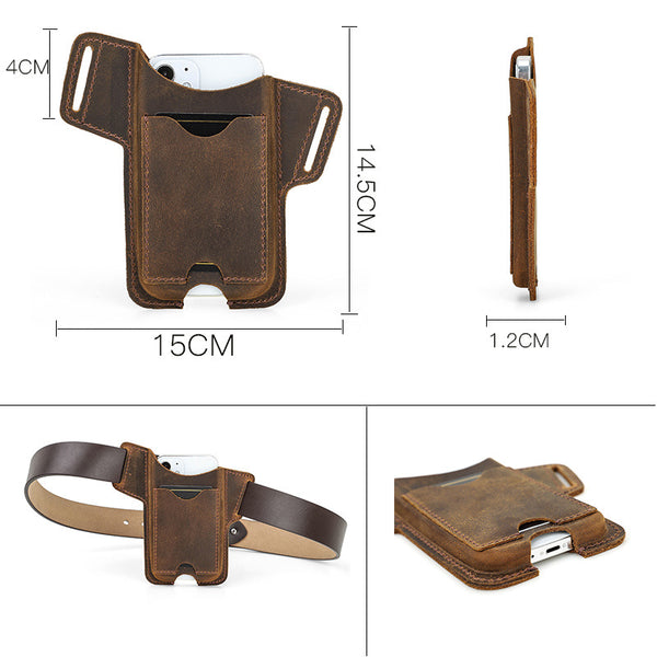 Funda Protectora iPhone 12 Cuero Crazy Horse con Soporte de Tarjetas