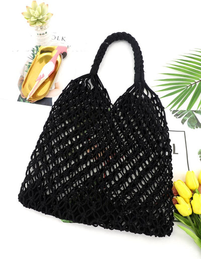 Bolsa Tejida de Malla Hueca - Bolso Casual de Paja Transpirable - Image 4