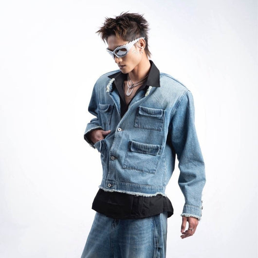 Chaqueta Denim Retro Degradado Estilo Americano para Hombre - Image 4