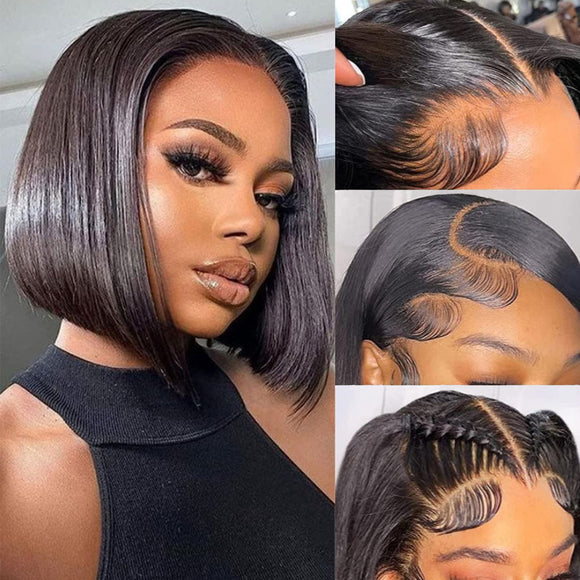 Peluca Bob Liso con Frente de Encaje Cabello Humano